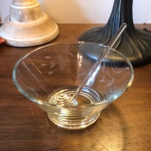 Princess House Crystal Condiment Bowl with Spoon.